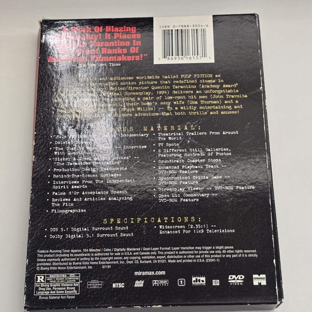 Pulp Fiction Collector’s Edition DVD 2-Disc Quentin Tarantino Miramax - Picture 2 of 6